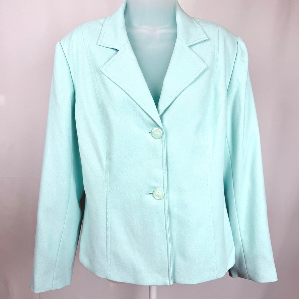SAGHARBOR Aqua Mint Blazer‎ Jacket Womens Career Office Fully Lined Classic Work